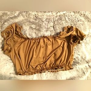 Tan Short Sleeve Peasant Top